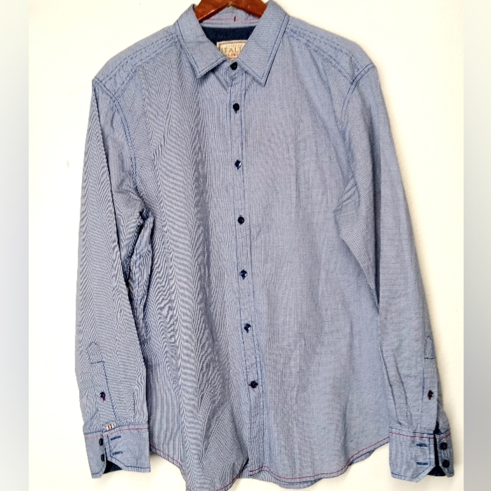 Vintage Italia Mens dress Shirt Blue XXL Button down